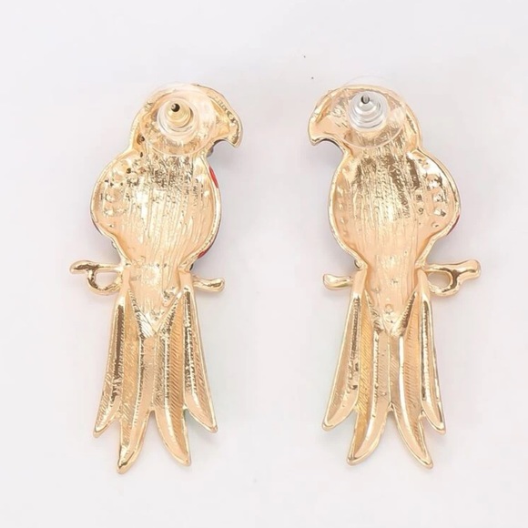 Cubic Zirconia Parrot Earrings - Picture 6 of 6